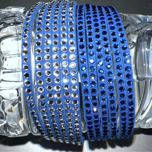 NIB Swarovski Slake Blue Suede Leather Wrap Around Crystal Bracelet - Picture 7 of 11